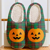 Clan Chisholm Hunting Ancient Tartan Halloween Pumpkin Slippers, Fluffy Spooky Slippers PL91 Chisholm Hunting Ancient Tartan Tartan Halloween